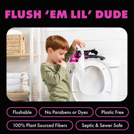 LiL' DUDE Kids Flushable Wipes, Bubble Gum Scent, 252 Count (6 Pack)