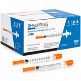 BH Supplies Insulin Syringes U-100 31G 1mL 8mm – 100 Count