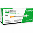 BH Supplies U-100 Insulin Syringes 29G 1cc 1/2" (12.7mm) – 100 Count