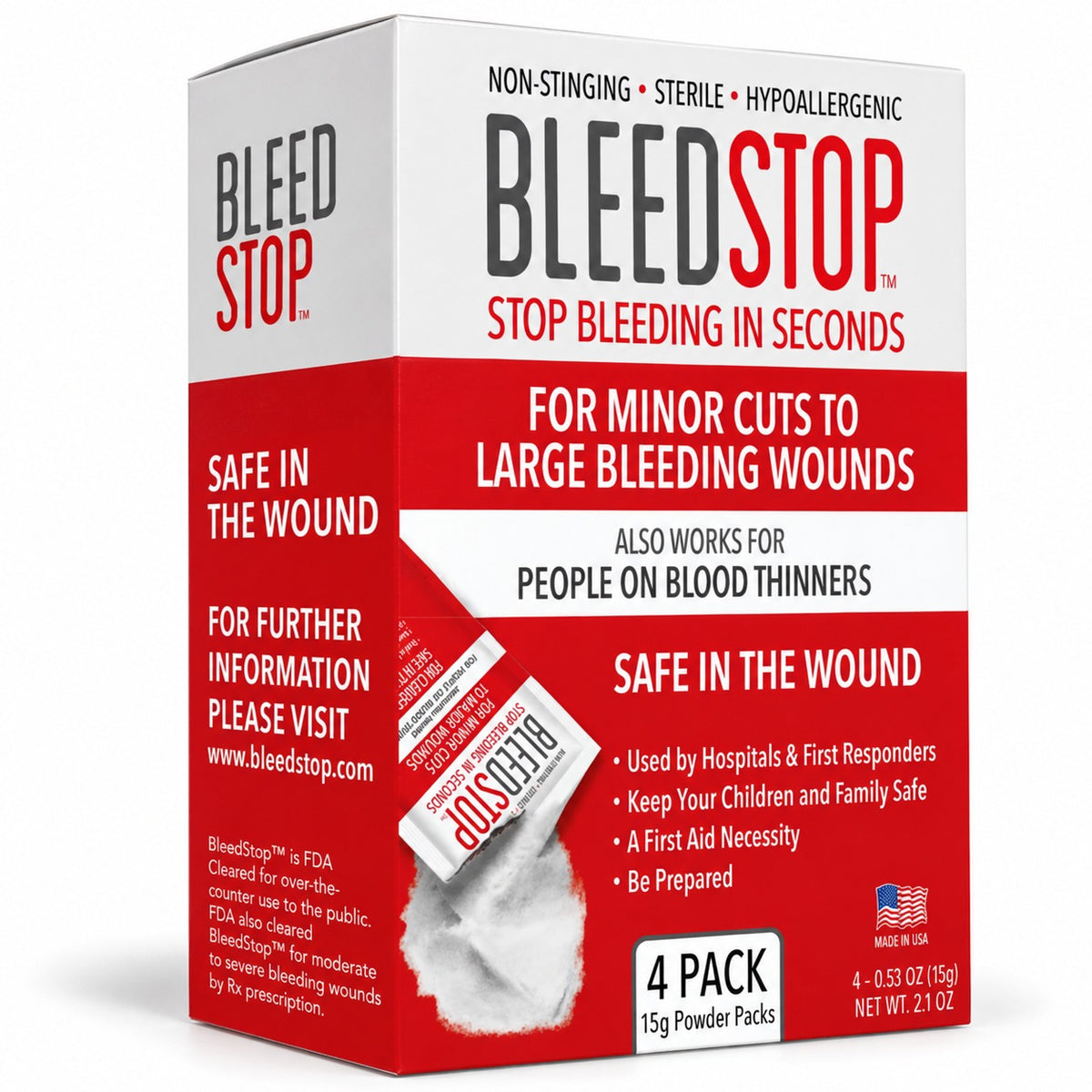 BleedStop First Aid Powder (4 Pack)