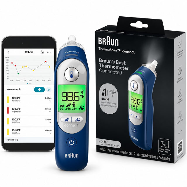 Braun ThermoScan 7+ Connect Ear Thermometer - Age Precision, App Sync