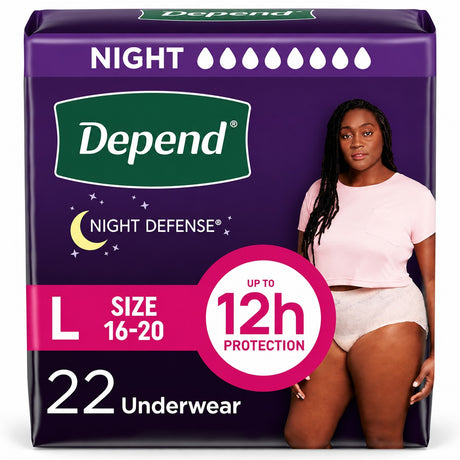 Depend Night Defense Women’s Incontinence Underwear, Large, Blush