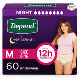 Depend Night Defense Women’s Incontinence Underwear, Medium, Blush
