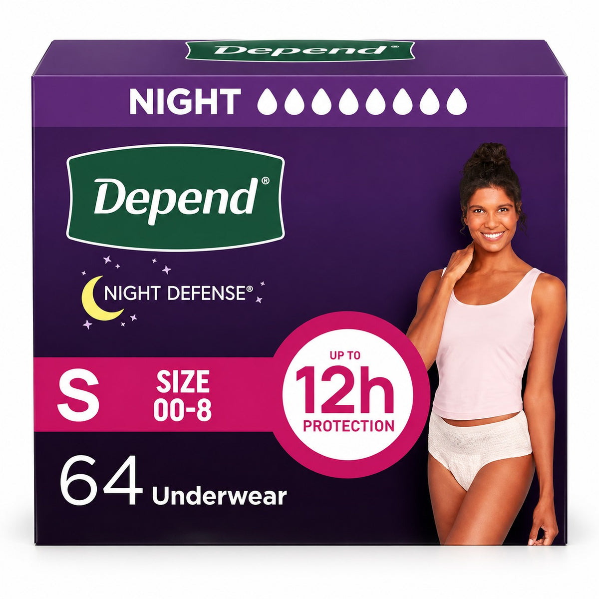 Depend Night Defense Women’s Incontinence Underwear, Small, Blush
