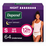Depend Night Defense Women’s Incontinence Underwear, Small, Blush