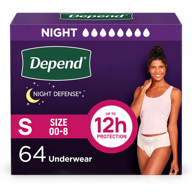 Depend Night Defense Women’s Incontinence Underwear, Small, Blush