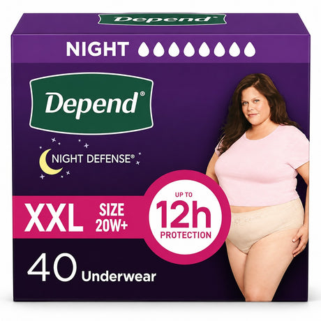 Depend Night Defense Women’s Incontinence Underwear, XX-Large, Blush