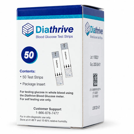 Diathrive Blood Glucose Test Strips – 50 Count