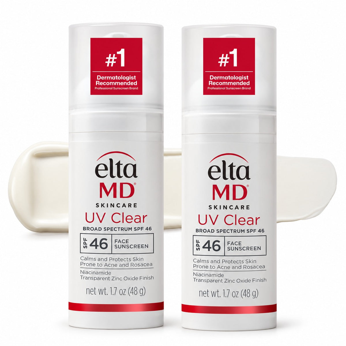 EltaMD UV Clear Face Sunscreen SPF 46 – Untinted, Oil-Free (2-Pack)