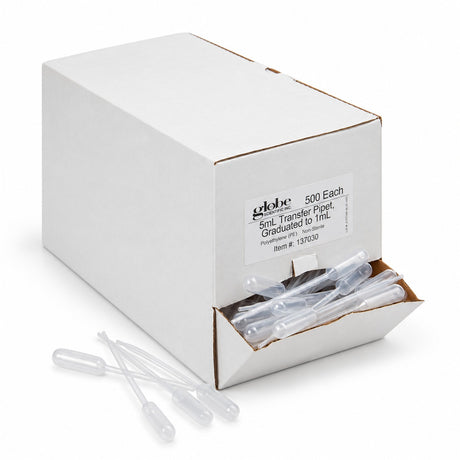 Globe Scientific Graduated Transfer Pipettes, Non-Sterile, 500 per Box