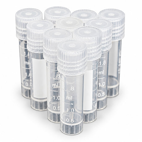 Graduated Plastic Cryovials, 2 mL, Screw Cap, 20 Pack