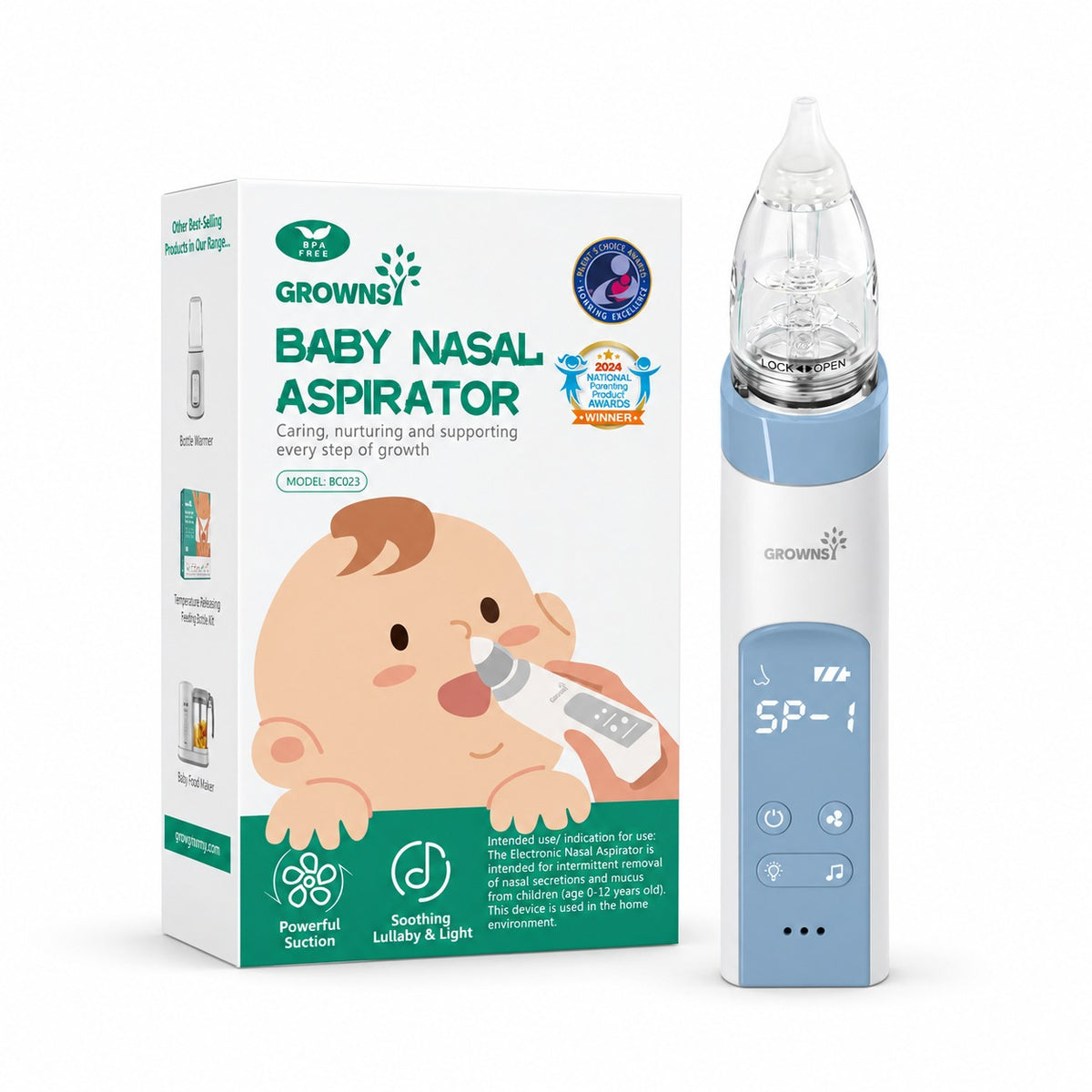 GROWNSY Baby Nasal Aspirator – Electric & Rechargeable