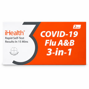 iHealth COVID-19/Flu A&B 3-in-1 Home Rapid Test Kit, 2 Ct
