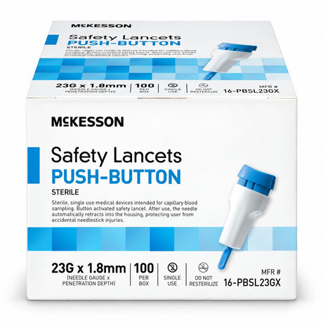 McKesson Safety Lancets 23G Push-Button – 100 Count