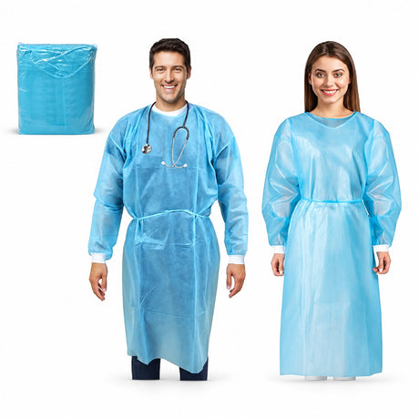 Medical Nation Disposable Isolation Gowns – 50 Pack, Level 2, Fluid-Resistant, Universal Fit