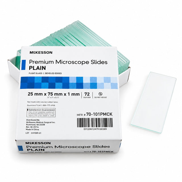 McKesson Microscope Slides, 25 x 75 x 1 mm, Plain, Frosted and Charged