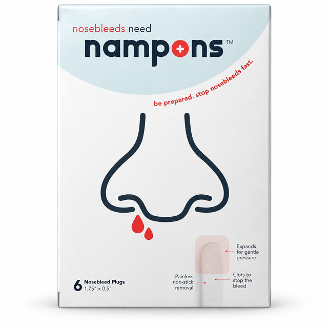 Nampons Nosebleed Stoppers for Adults – 6 or 12-Pack, Hypoallergenic