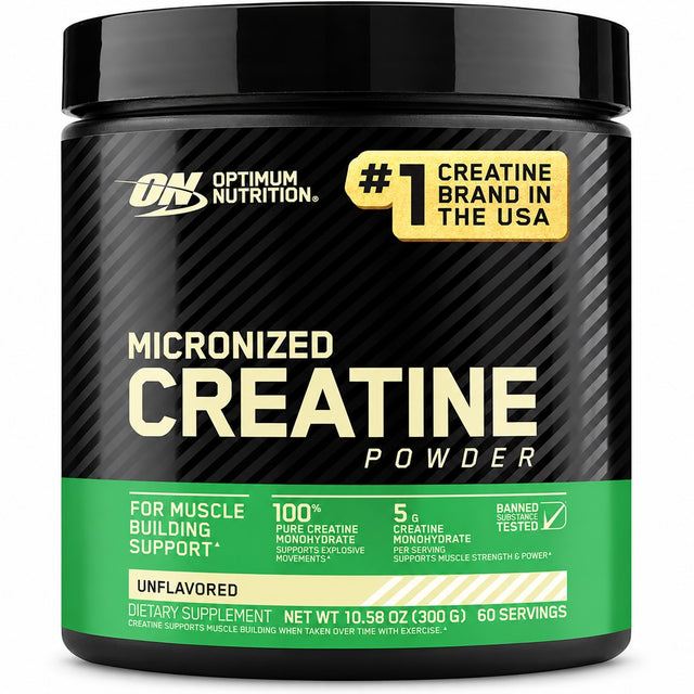 Optimum Nutrition Creatine Monohydrate – Unflavored, Micronized Powder