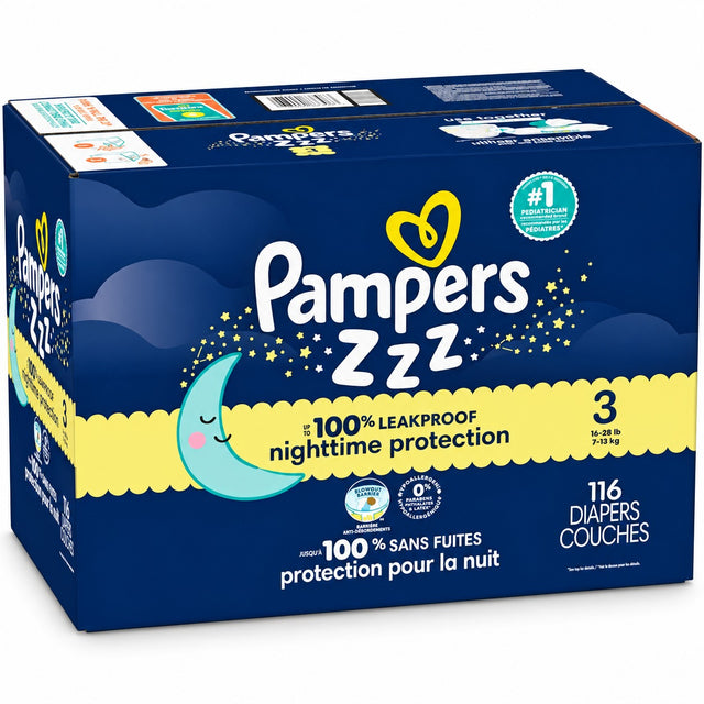 Pampers ZZZ Overnights Size 3 Diapers (16–28 lbs)