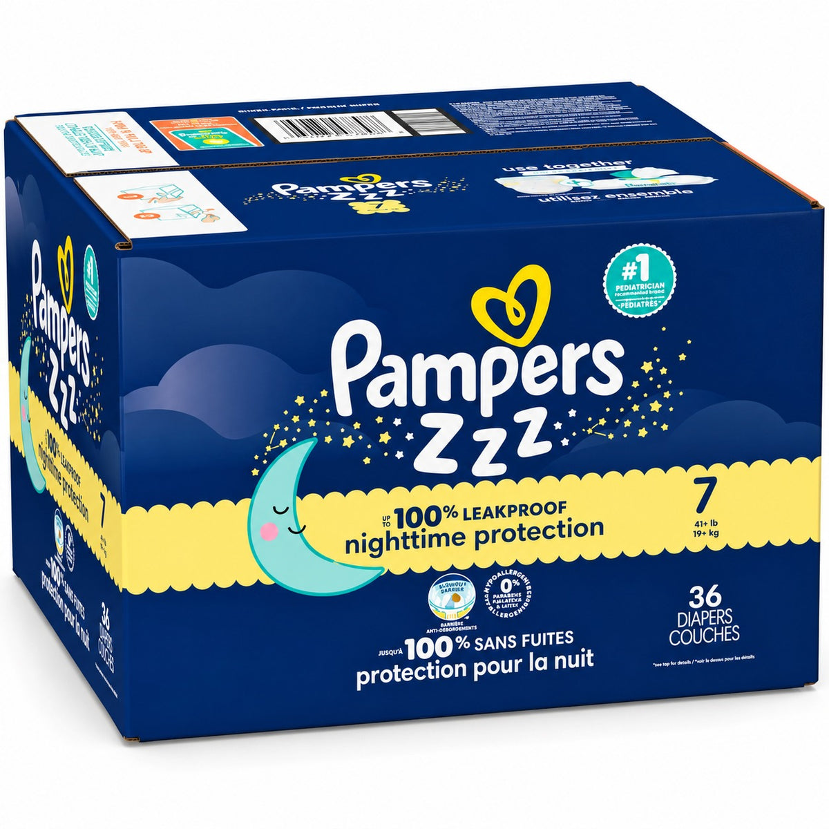 Pampers ZZZ Overnights Size 7 Diapers (41+ lbs) – 36 Count