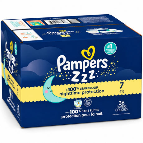 Pampers ZZZ Overnights Size 7 Diapers (41+ lbs) – 36 Count