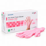 McKesson Pink Nitrile Exam Gloves, Powder-Free, Textured Fingertips