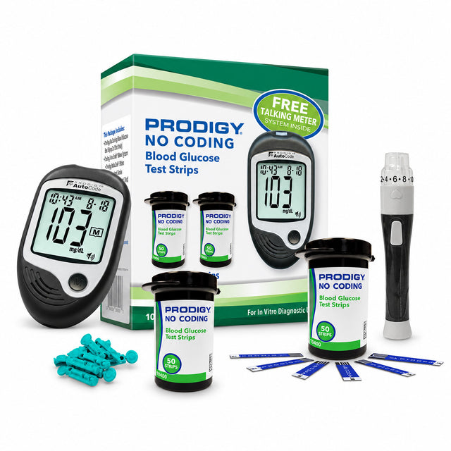 PRODIGY 10500 Talking Blood Glucose Meter Kit with 100 No-Coding Test Strips
