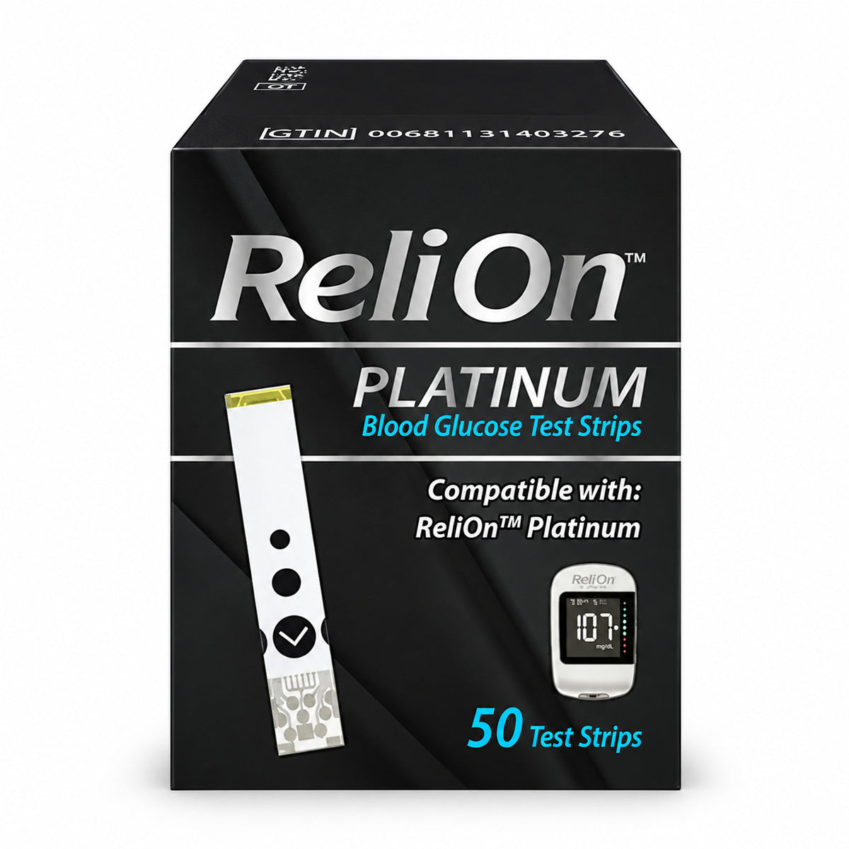ReliOn Platinum Blood Glucose Test Strips – 50 Count