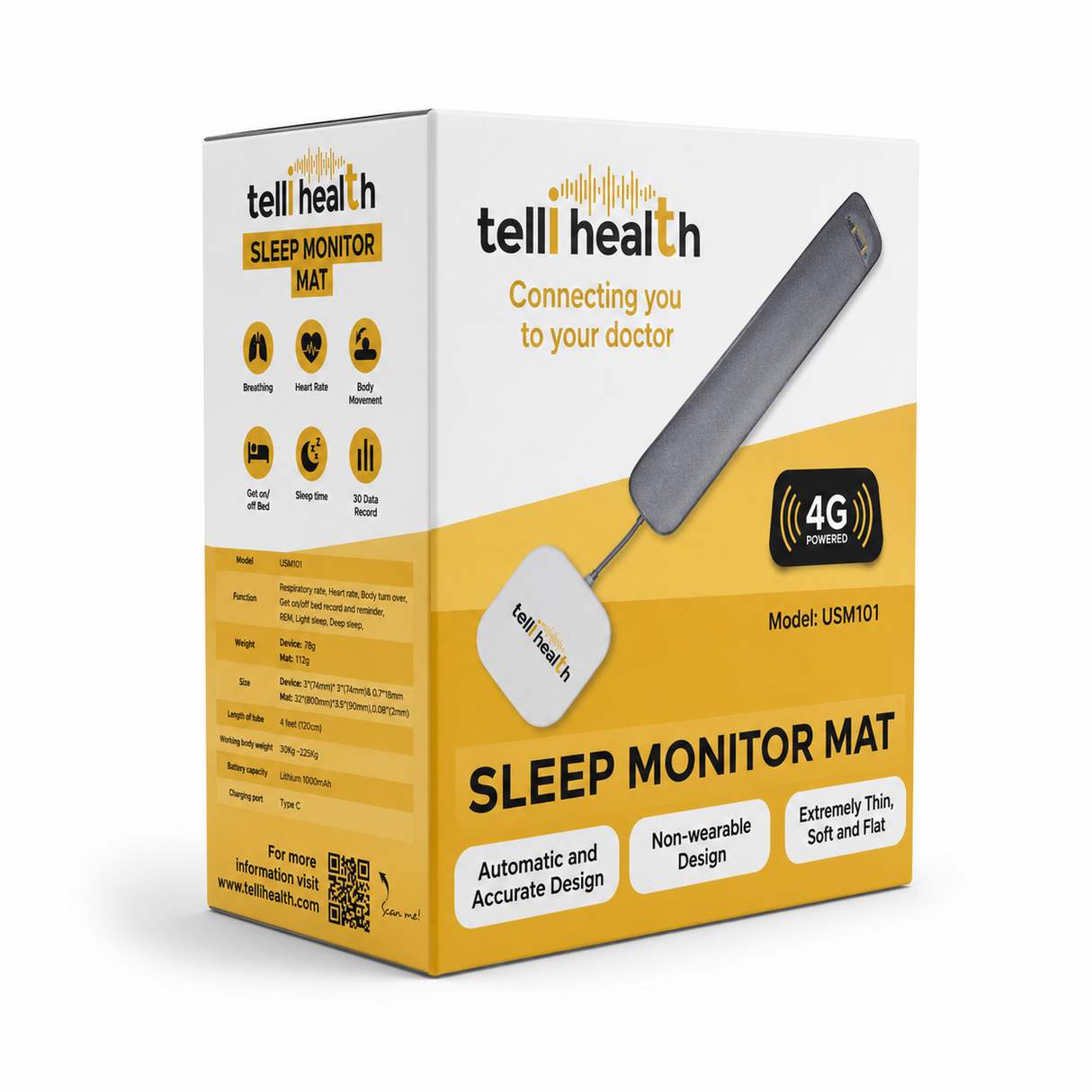 Telli Health USM101 Sleep Monitor Mat [4G LTE]