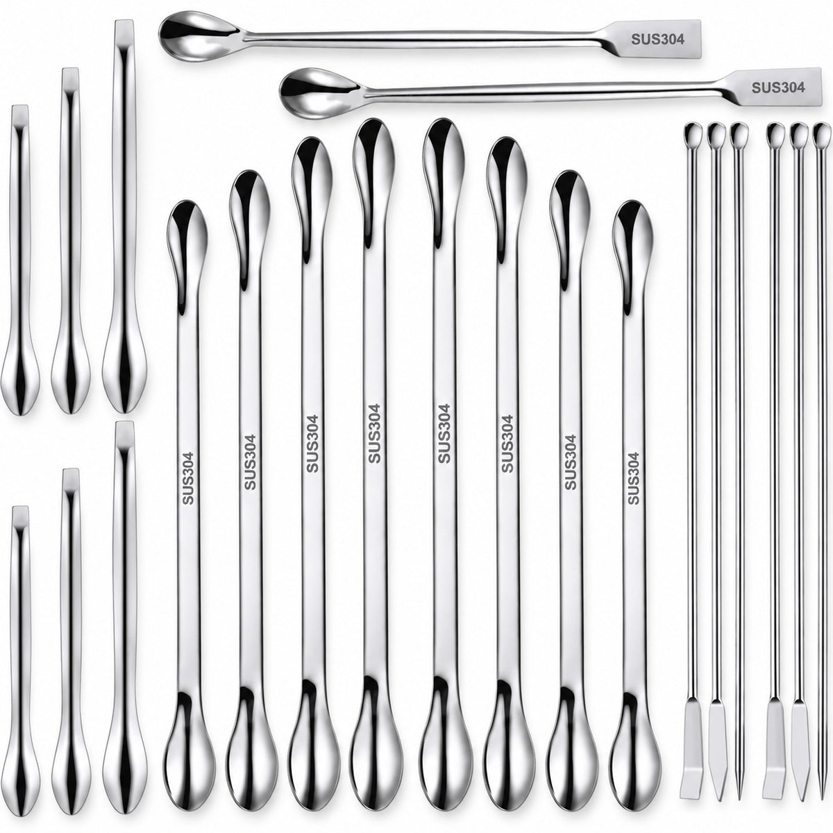 Mudder Stainless Steel Lab Spatula Micro Scoop Set, 22 Pieces