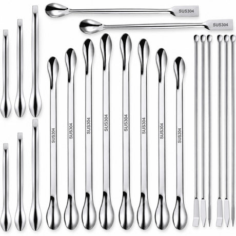 Mudder Stainless Steel Lab Spatula Micro Scoop Set, 22 Pieces