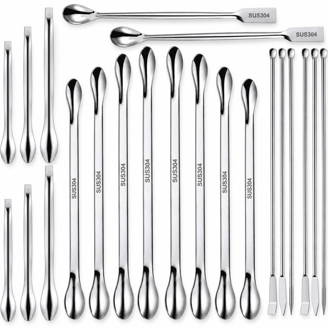 Mudder Stainless Steel Lab Spatula Micro Scoop Set, 22 Pieces