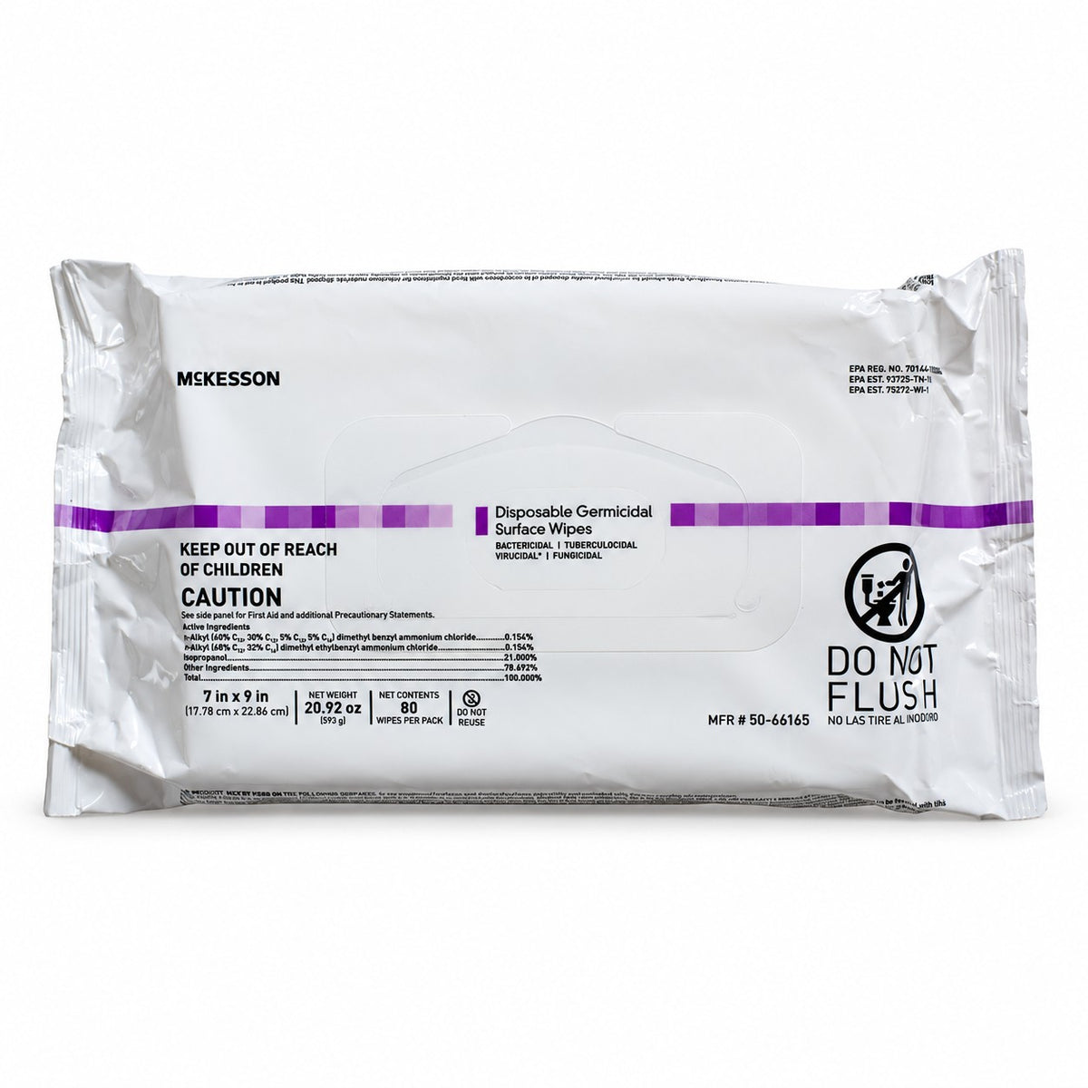 McKesson Germicidal Surface Disinfectant Wipes - 80 ct Soft Pack (view 2)