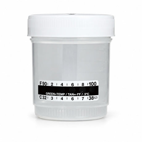 Urine Specimen Containers with Temperature Strip - 90 mL (view 1)