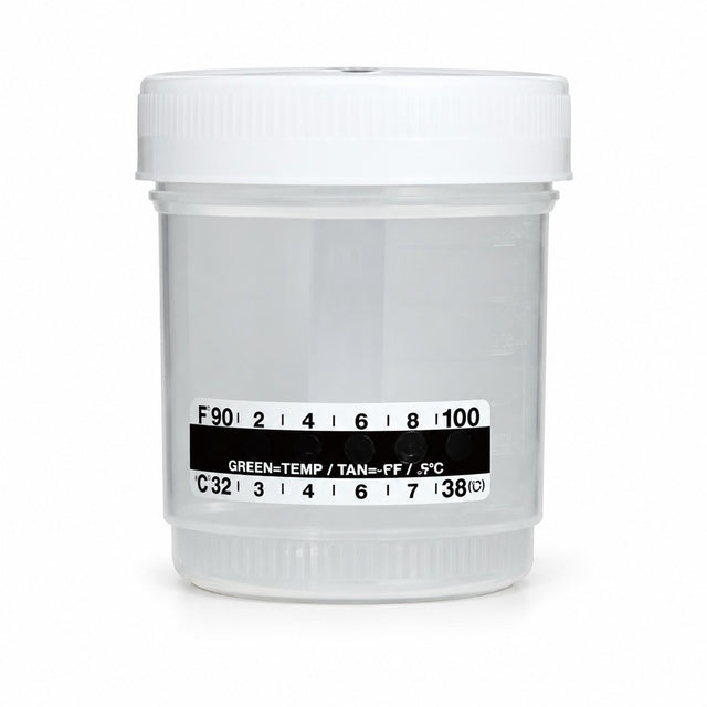 Urine Specimen Containers with Temperature Strip - 90 mL (view 1)