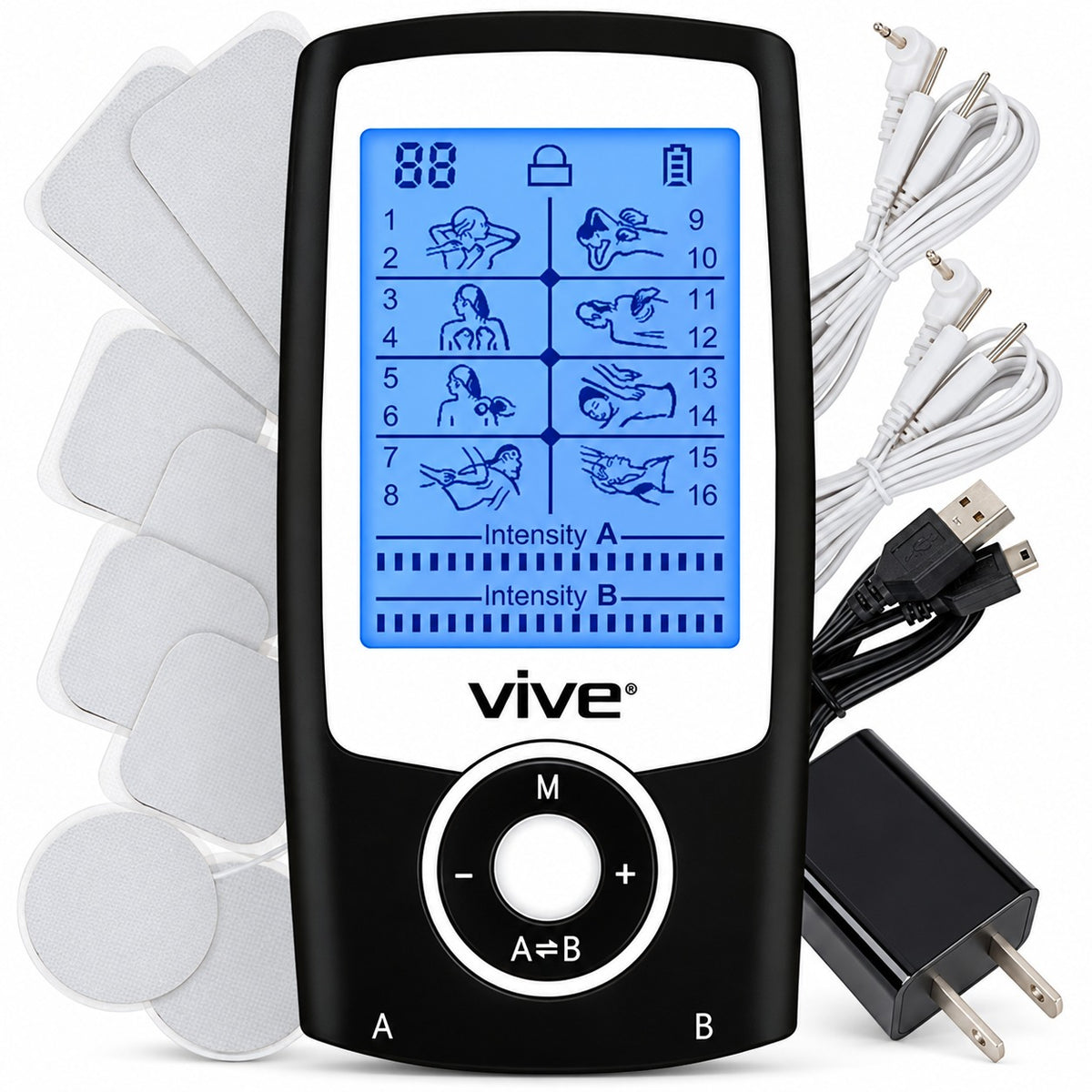 Vive 8 Mode TENS Unit with LCD Display – Rechargeable
