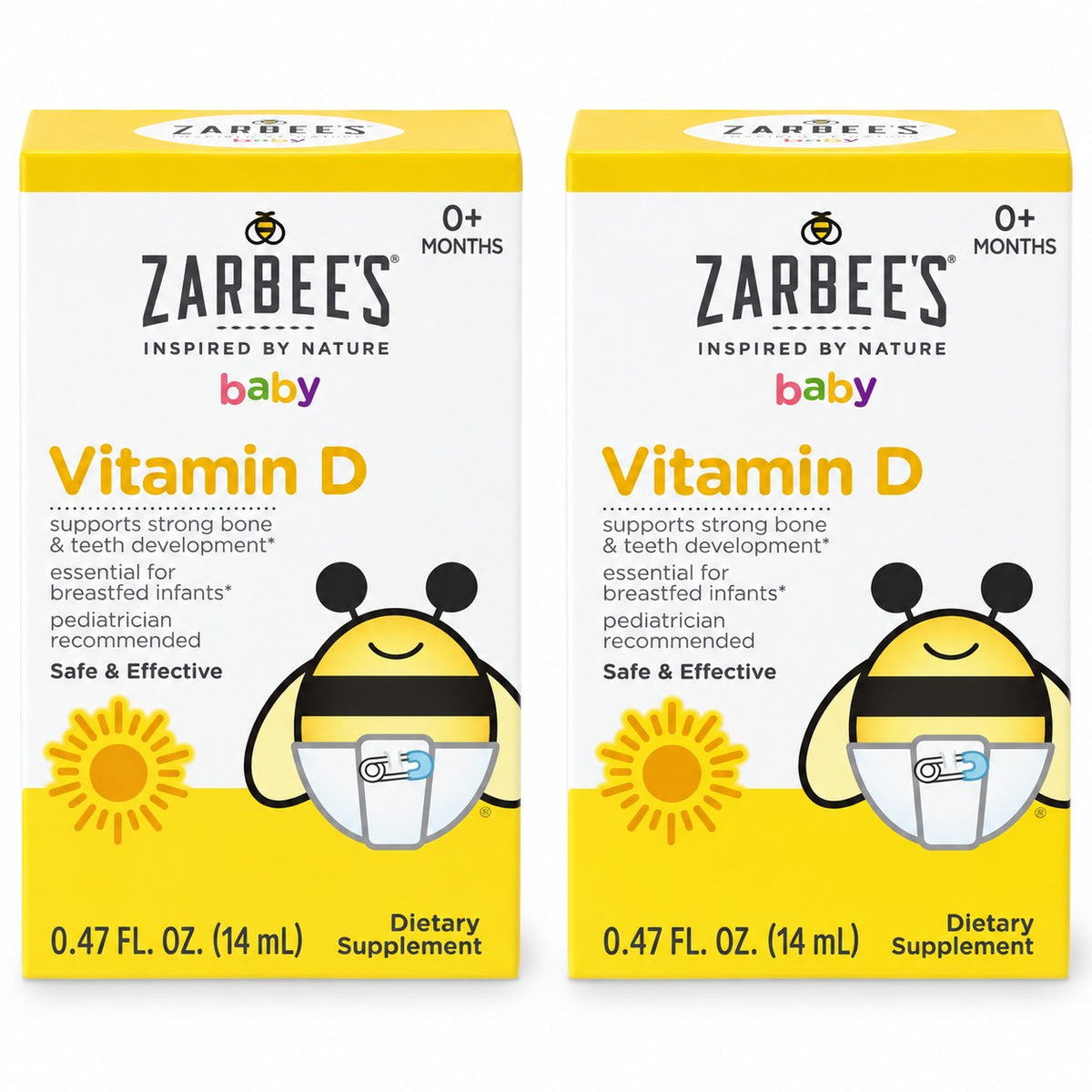 Zarbee's Vitamin D Drops for Infants – 400 IU (2-Pack)
