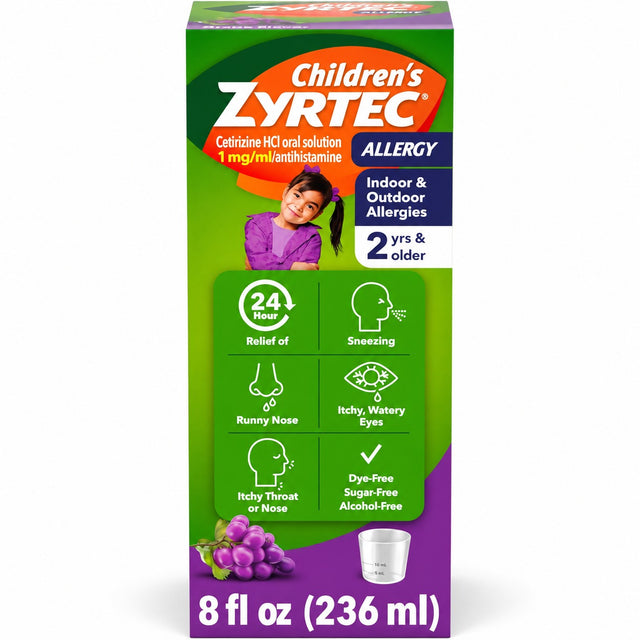 Zyrtec Children’s Allergy Relief Syrup Grape 8 oz – Cetirizine