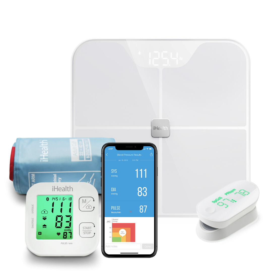  iHealth Track Smart Upper Arm Blood Pressure Monitor with Wide  Range Cuff That fits Standard to Large Adult Arms, Bluetooth Compatible for  iOS & Android Devices : Health & Household