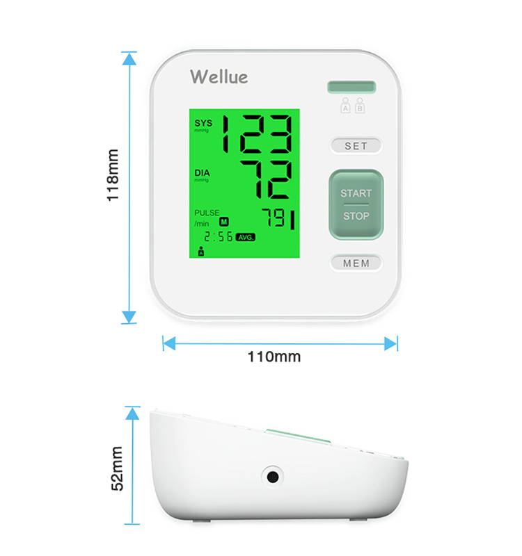 Wellue Blood Pressure Monitor for Home Use, Bluetooth Smart Blood Pressure  Machine Upper Arm Cuff, Portable Wireless Automatic BP Monitor, USB